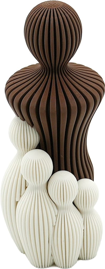Familie beeldjes – Papa met 4 kinderen - Bruin, Mokka en Wit - 3d geprint - Modern decoratief beeld - Cadeau voor familie/ koppel - Decoratief cadeau - 15CM
