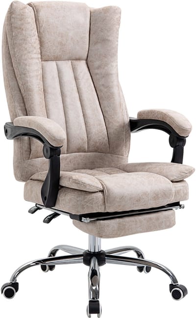 Vinsetto Draaistoel computerstoel hoogteverstelling zitting modern microvezel zwart + beige 921-420