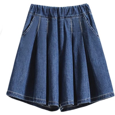 Shorts de tous les jours pour femmes Taille haute Ceinture élastique Short de couleur unie Jambe large Short de sport avec poches B Utilisation pratique L bleu foncé