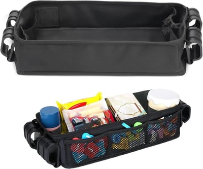 Kinderwagen Snacklade - Reislade Kinderen - Onderweg Organiseren - Antislip Klem - 50x22x7.5 cm - Zwart