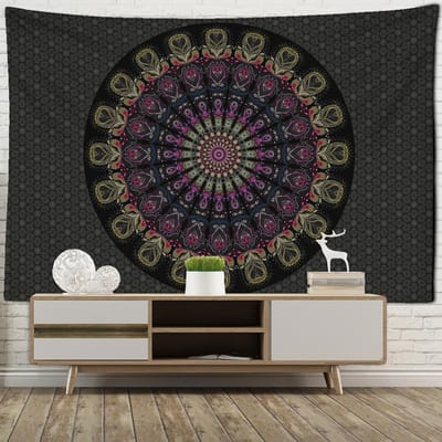 Mandala Wandkleed Bohemian Indiase Hekserij Hippie Psychedelische Kamer Slaapkamer Huis Kunst Decoratie 95x70cm gray