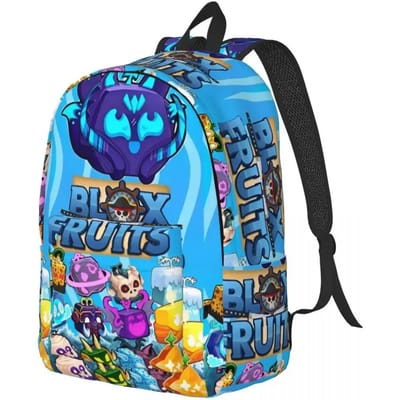 Blox Fruits Gaming Rugzak voor Kleuters Basisschoolleerling Robloxx Boekentas Dagrugzak Buiten blue