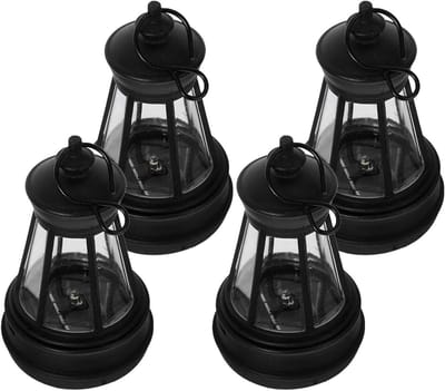 Mini Zonne Hanglampen - Buitenlantaarns Draagbaar - Tuinverlichting Decoratie - Automatisch Laadsysteem - 8.5 x 4.8 x 4.8 cm - Zwart