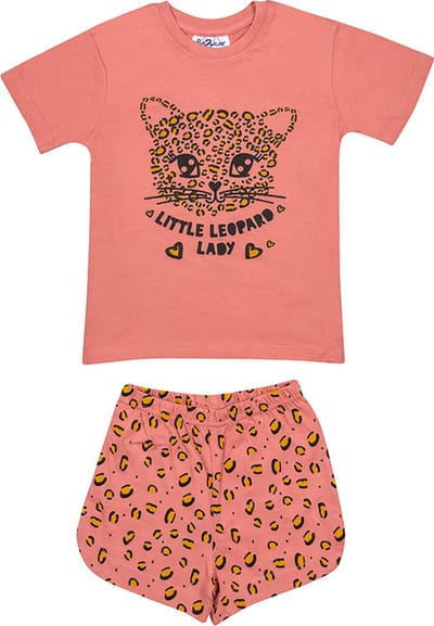 Fun2Wear - Kleine Luipaard Shortama Kids | Dusty Rose - Katoen - Maat 92