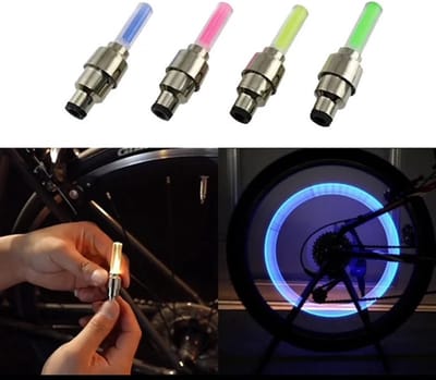 Fiets ventieldopjes led verlichting 2 stuks blauw