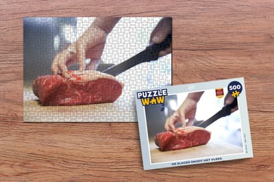 Puzzel De slager snijdt het vlees - Legpuzzel - Puzzel 500 stukjes