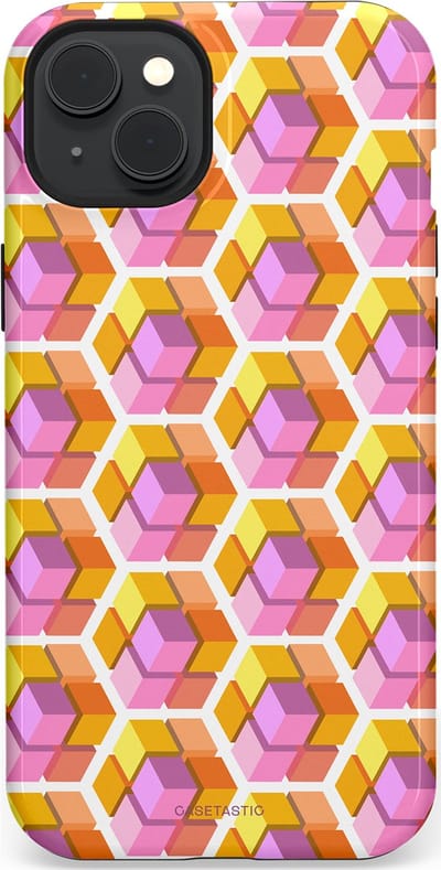 Casetastic Hoesje Geschikt voor Apple iPhone 15 Plus Magsafe - Stijlvolle Beschermende Duo-layer Case - Pastel Hex Kunst