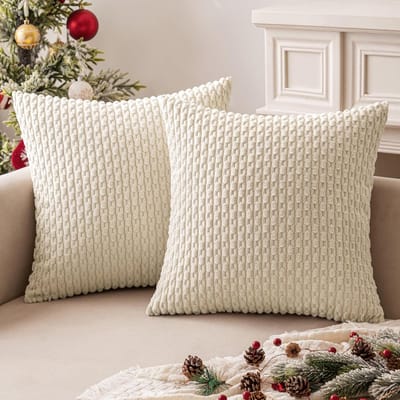KZQ Twee Stuks Vierkante Fluwelen Kussenhoezen 50x50 cm in Beige Met Onzichtbare Rits Zachte Decoratie voor Bank Woonkamer Stoel en Slaapkamer