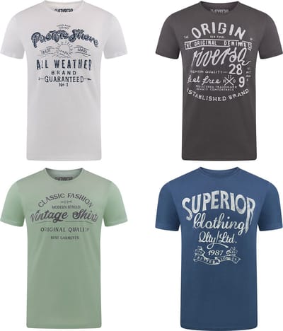 riverso Heren T-Shirt RIVLeon 4 Pack regular fit Veelkleurig L Ronde Hals Volwassenen - gemaakt van 100% katoen