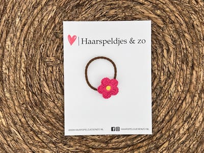 Elastiek - per stuk - hippe kleuren - met bloem - meisjes - blossem - roze