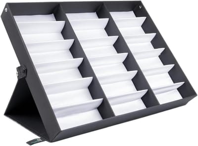 Brillenstandaard Display - Zonnebril Organizer - Opbergen en Presenteren - 18 Slot Capaciteit - 19x15 Inch - Zwart