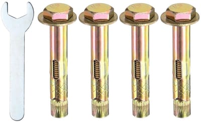 Set van 4 zeshoekige expansiebouten M10 x 70 mm, gekleurd en verzinkt, voor beton en metaal, corrosiebestendig met 17 mm moersleutel