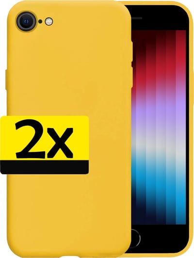 Hoesje - 2 Stuks - Geschikt voor Apple iPhone SE (2022) - Sterk & Shockproof - Case Siliconen - Back Cover - Telefoon Hoes - Telefoonhoesjes - Geel