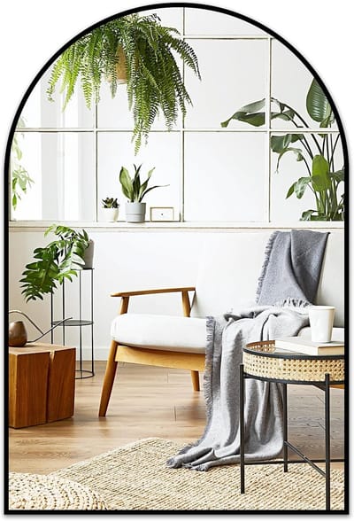 Boog Wandspiegel - Make-up Spiegel - Badkamer Decoratie - Gebogen Metalen Frame - 20x30cm - Zwart