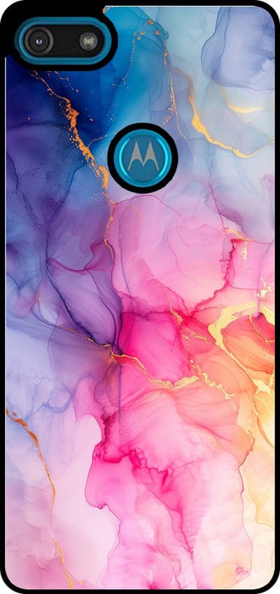 Smartphonica Telefoonhoesje Geschikt voor Motorola Moto E6 Play met marmer opdruk - TPU backcover case marble design - Regenboog geschikt voor Motorola Moto E6 Play