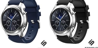 Strap-it Bundel van 2 Siliconen Banden - Geschikt voor Samsung Gear S3 - Zwart & Donkerblauw - Bandje Siliconen Sport Loop - Sportarmband - Siliconen Band - Waterbestendig & zweetbestendig
