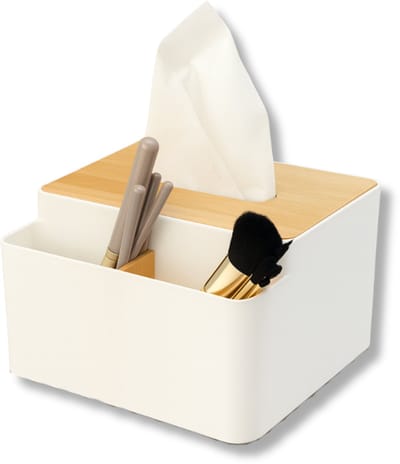 Make up organizer - Tissuehouder - Tissuebox en Organizer - Organizer Wit - Voor Tissues, Make-up en Kwasten – Duurzaam & Stijlvol