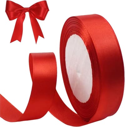 Kerst, Verjaardag en Valentijnsdag Cadeau Wikkeldraden, 25mm Breed, 23m Rood Satijnlint voor Haarstrikken en DIY Creaties