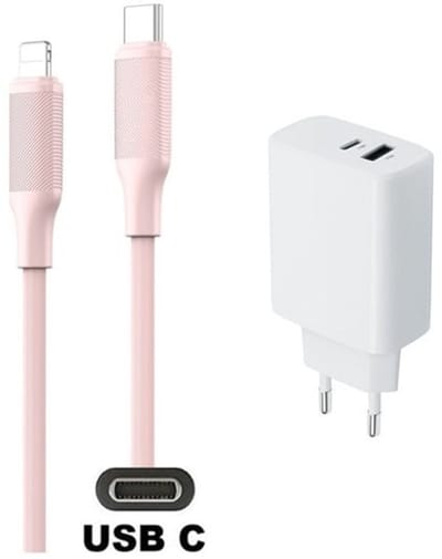 20W snellader met 2 poorten + 1,0m USB C naar Lightning kabel. Universele PD lader. Oplader adapter past op Apple iPhone SE 2, iPhone 8, 8 Plus, iPhone 10, iPhone X, iPhone XR, iPhone XS, iPhone XS Max