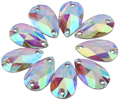 Dailygoods- Hars Naaien Steentjes 200 Stuks - Druppelvorm - Dubbele Gaten - Milieuvriendelijk - Decoratie - Hoogwaardig Materiaal - Strass