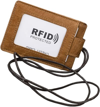 Kaarthouder met Koord - Naamplaatje Houder - Veilig Identificeren - Praktisch Leer - 10 x 7 cm