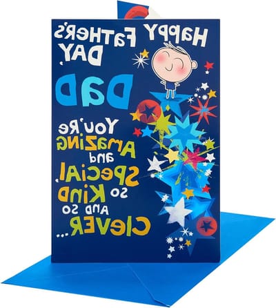 Vaderdagkaart - Kaart voor papa - Vaderdag vieren - Uniek sterrenkarakter design - 15 x 23 cm - Meerkleurig