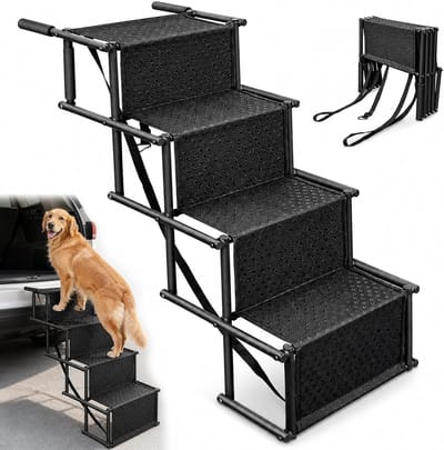 Honden Trap - Hondenoprit Opvouwbaar - Veilig Instappen - Gewrichtsvriendelijk Ontwerp - Tot 60 kg - Zwart