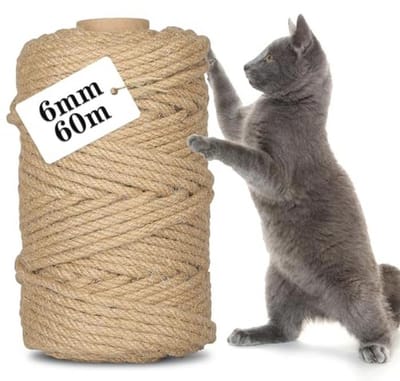 Sisal Touw voor Katten - 6mm x 60m, Perfect voor Krabpalen, Huis en Tuin Decoratie