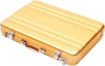 Aluminium Kaartenhouder met Opbergdoos – Creditcardhouder & Pasjeshouder met Sluiting -Visitekaartjeshouder, ID-kaarthouder, Mini Opbergkoffer voor Bankpassen, Geld, Sieraden & Accessoires-Goud