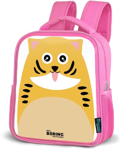 NoBoringSuitcases.com® - Rugzak roze - Schooltas meisjes - Dierenportret tijger - Kinder rugtas meisje - Boekentas kind - Kinderrugzak voor school - Schoolrugzak