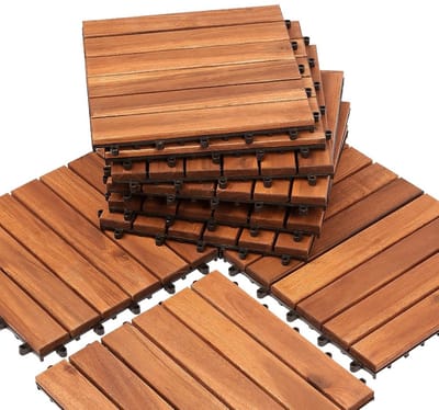 11x Acacia Houten Terrastegels (1m²) - 30x30cm - Balkon- en Tuintegels - Eenvoudig Leggen