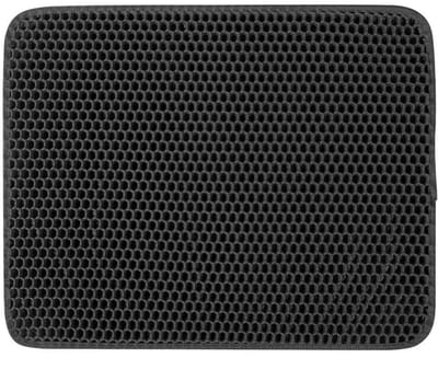 Kattenbakmat 40x50cm - kattenbak mat - Dubbellaagse waterdichte en lekvrije mat - Honingraatstructuur vuilopvangbak - Uitlaatmat voor kattenbak - Antislip kattenbakaccessoire - Zwart