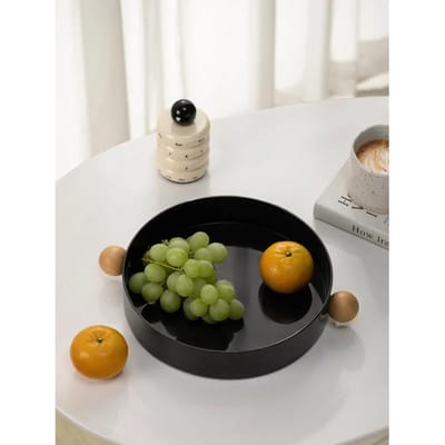 Creatieve Fruitbord Handvat Snoepbord Desktop Fruitbord Salontafel Woonkamer Snacks Grote Houten Bol Opberg