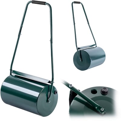 KADAX Gazonroller, breedte 50 cm, diameter 32 cm, vulbaar met water of zand, metalen tuinroller, tuinwals voor gazononderhoud en bodemverdichting