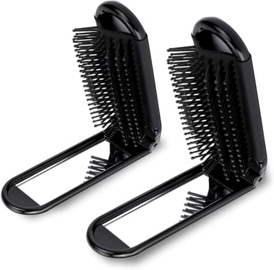 Opvouwbare Haarborstel met Spiegel - 2 Stuks Reisformaat, Compacte Massagekam voor Nat en Droog Haar, Geschikt voor Mannen en Vrouwen