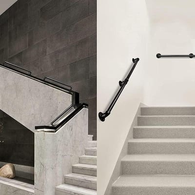 Wand Leuning - Handgreep IJzer - Trap Veiligheid - Stevig Gegalvaniseerd - 9 voet - Zwart