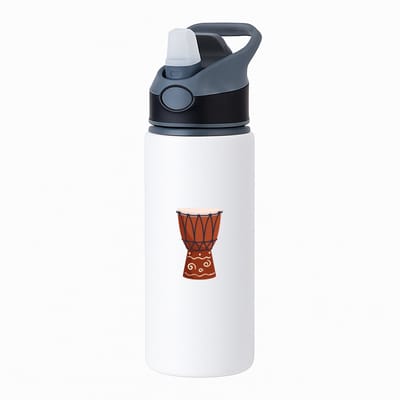 Hacebo® - Trommel waterfles met rietje zwart - Drum - Muzikanten - muziek - muzikant - slaginstrument - water fles - 650ML