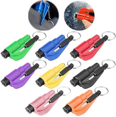 Dailygoods- Vluchtgereedschap 8x - Noodhamer/Raambreker - Gordelsnijder - Sleutelhanger - Duurzaam/Praktisch - Lichtgewicht/ABS/Wolfraamstaal - Noodhulpgereedschap