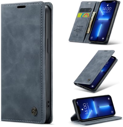 Casemania Hoesje Geschikt voor Apple iPhone 12 Mini Shadow Gray - Dunne Portemonnee Book Case - Slim Wallet Case met Pasjeshouder