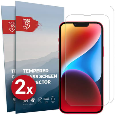 Rosso Screen Protector Geschikt voor Apple iPhone 14 Plus 9H Tempered Glass | Duo Pack | Glasplaatje | Beschermlaag | Beschermglas | 9H Hardheid