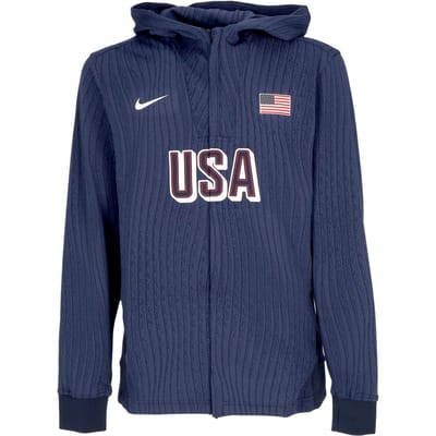 Lichtgewicht sweatshirt met capuchon met ritssluiting voor heren Dri-fit Adv Basketball Game Jacket Team USA Obsidiaan/obsidiaan/wit