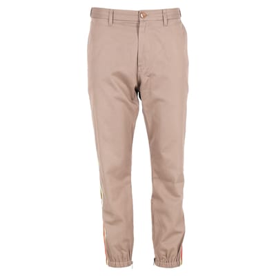 Gucci broek met contrasterende strepen en logodetails in bruin katoen