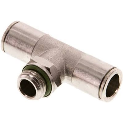 10mm x G1/4'' inline T-stuk Messing Insteekfitting Buitendraad Draaibaar FKM