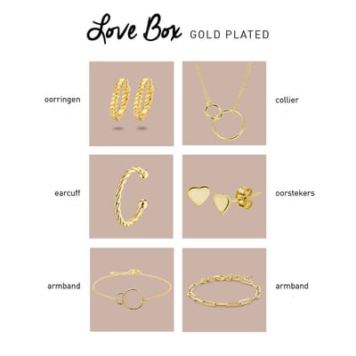 YO&NO Giftbox - Zilver verguld - Armband - Earcuff - Oorringen - Oorknoppen - collier - Zilver 925