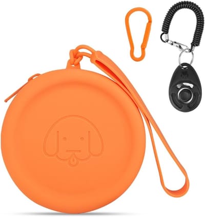 Siliconen Hondentrainingszak met Clicker, Handige Voederzak voor Honden, Makkelijk Schoon te Maken, Compact en Geurloos, Ideaal voor Buitenactiviteiten en Training
