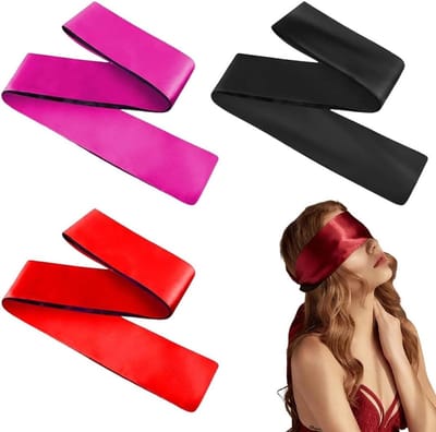 Zacht satijnen slaapmasker met verstelbare oogafdekking voor reizen, ideaal voor volwassenen en paren, 130 x 7 cm, zwart en rood