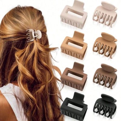 Haarklemmen Set 8 stuks – Haarklem – Kleine Klauwclips voor Dames en Meisjes – Antislip Haarspangen – Middelgrote en Kleine Haarclips voor Stijlvol Haarstyling en Dagelijks Gebruik – QTTVBTNA – Bruin – Zwart – Beige – Taupe