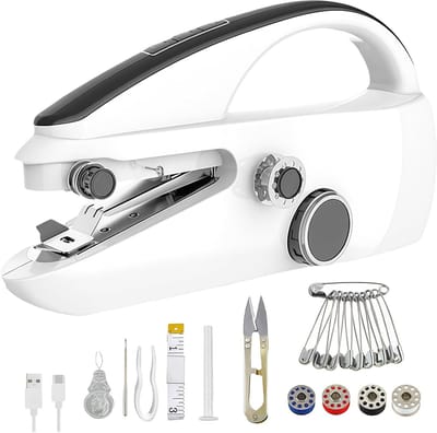 Draagbare Mini Naai Machine voor Kleding, Gordijnen en Huishoudelijke DIY Reparaties, Handheld en Multifunctioneel met Dubbele Snelheid