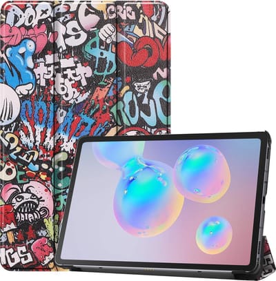 Hoes - Geschikt voor Samsung Galaxy Tab S6 Lite - Dun & Stevig - Trifold Bookcase - Hard Cover - Hardcover Book Case - Tablet Hoesje - Graffity