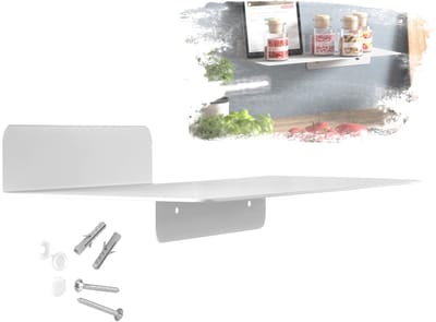 SOTECH Design wandplank HOVER-I 350 x 130 x 78 mm wit, wandhangende plank incl. bevestigingsset voor badkamer, keuken of woonkamer
